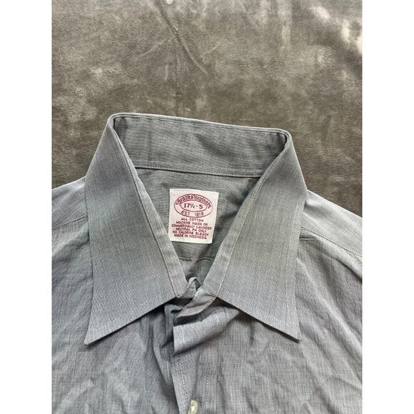 Brooks‎ Brothers 1818 Shirt 17.5 35 Black Check Pattern Button Up Long Sleeve - Picture 4 of 5